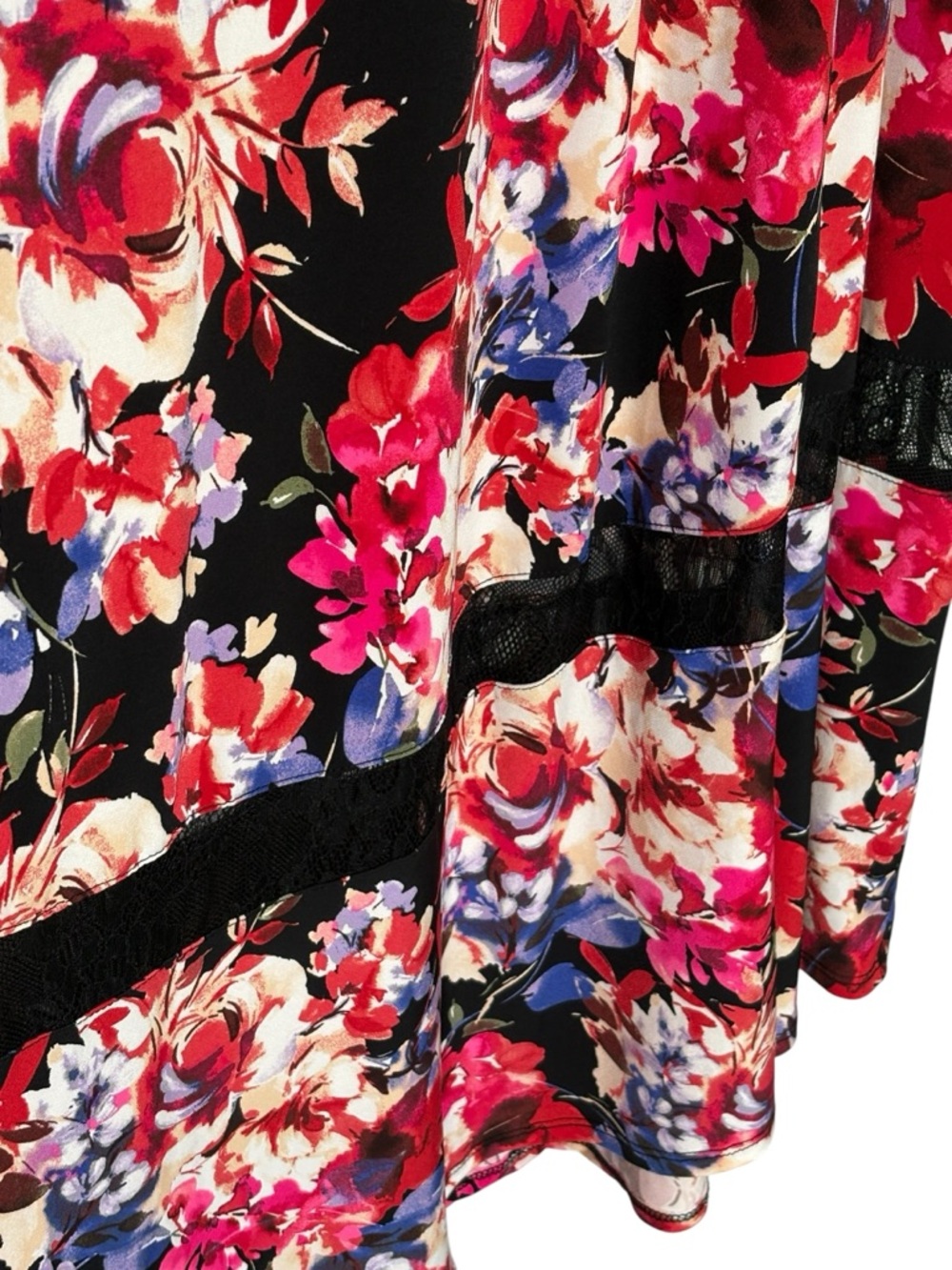 Torrid Black Floral Lace Asymmetrical Midi Skater Dress • Torrid Size 0 / US L - Picture 3 of 13